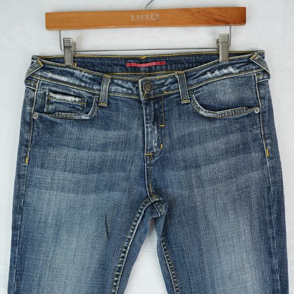 Vigoss Jeans Womens 9 Blue Straight Stretch Denim Mid Rise Contrast Stitch Y2K - Picture 3 of 11